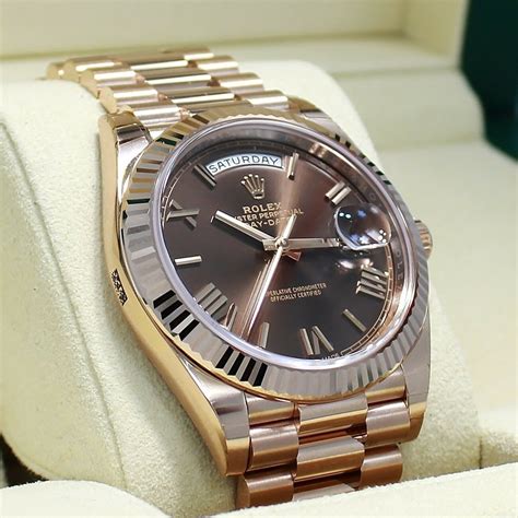 brown rolex face gold watch|rolex day date 40 228235.